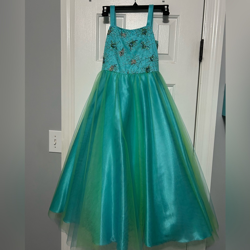 Pageant Formal Gown Aqua and Green